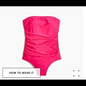 NWT J.Crew strapless swimsuit size L in Crisp Begonia. Never worn.